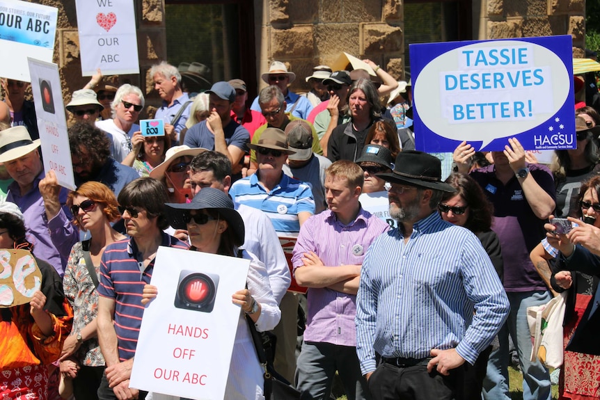 ABC supporters rally in Hobart