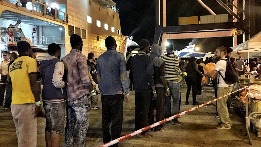 Asylum seekers at Port of Palermo