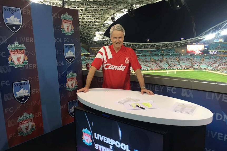 Julian Schiller on the set of ABC's broadcast of Sydney FC v Liverpool.