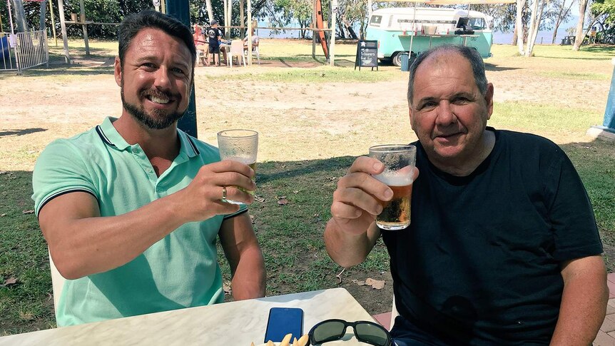 Katter candidate for Hinchinbrook Nick Dametto (left) with his father David Dametto (right).