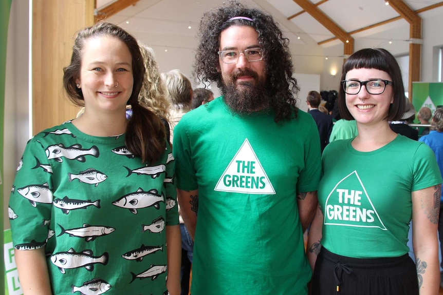 Tasmanian Greens campaigners at the party's 2018 state election campaign launch in Hobart, February 20, 2018.