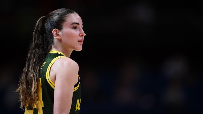 Australian Opals basketballer Anneli Maley looks to the side during a World Cup game