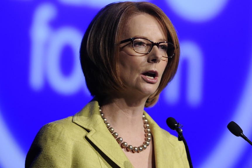 Julia Gillard speaks at the ADC Forum at the Grand Hyatt in Melbourne on April 22, 2013.