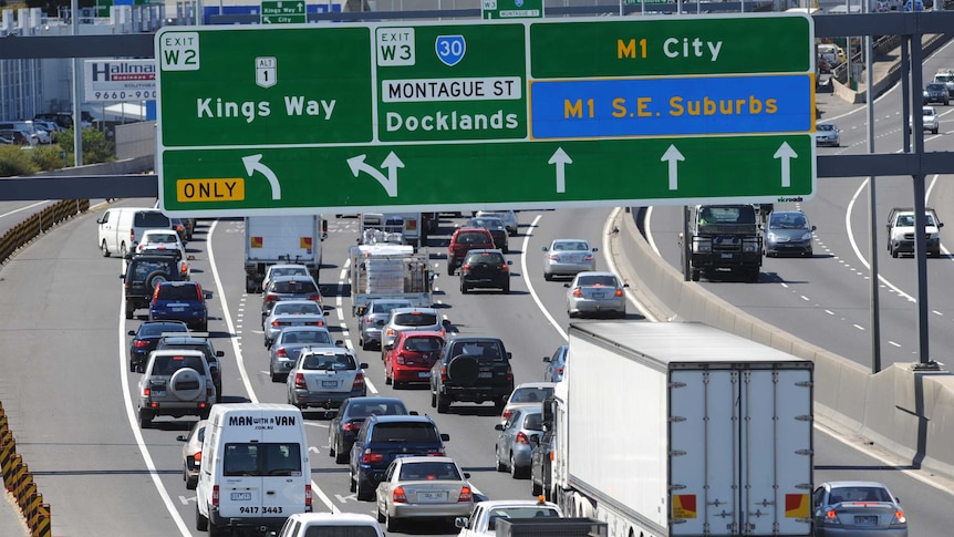 congestion on the Westgate Freeway in Melbourne.