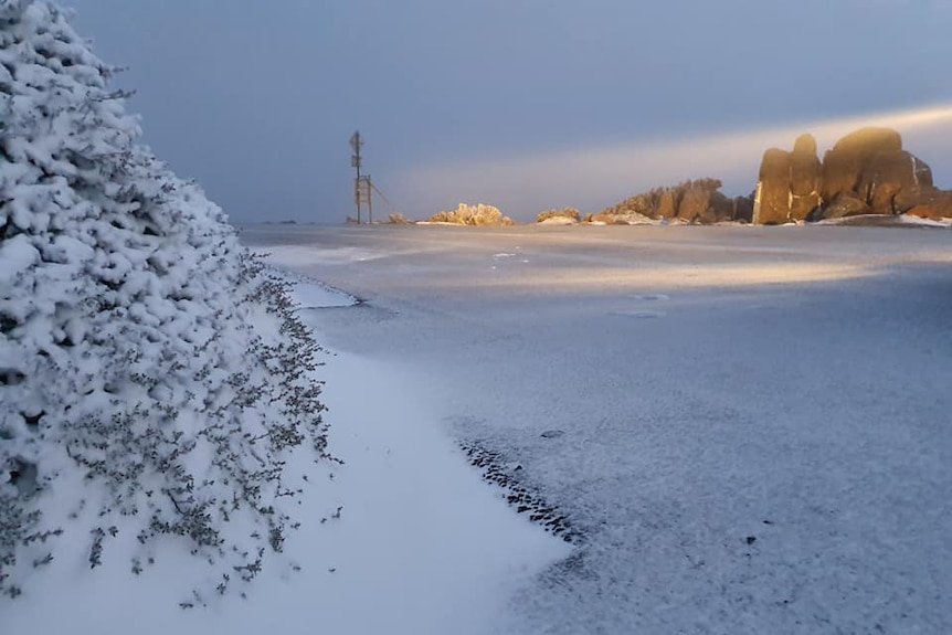 Ice on the summit of Mount Wellington