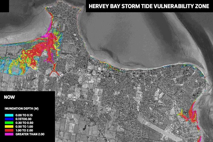 Kartläggning av stormflodsöversvämning i Hervey Bay