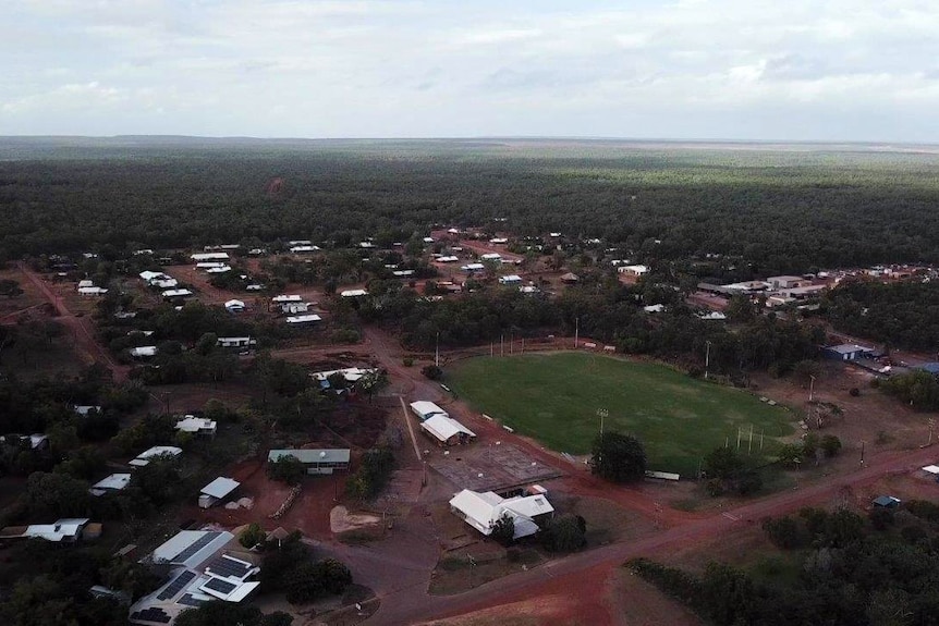 An aerial image of a remote community in the Northern Territory. 