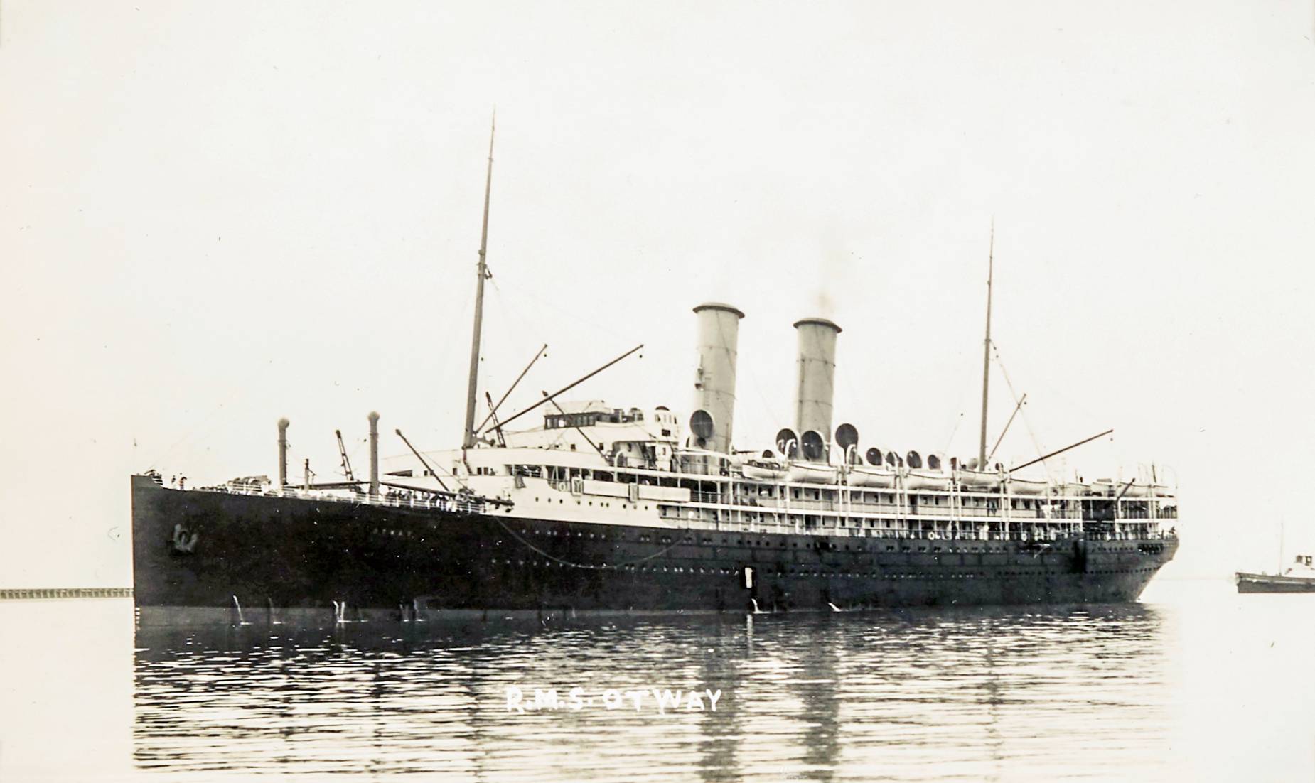 An ocean liner at sea.