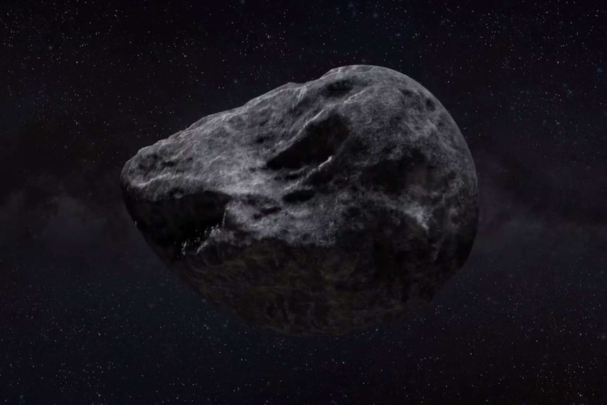 An asteroid in space