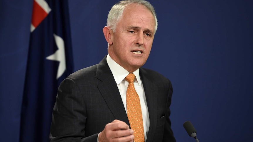 Prime Minister Malcolm Turnbull speaks at a press conference.