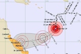 Graphic of Cyclone Ului as it continues its path towards the Queensland coast
