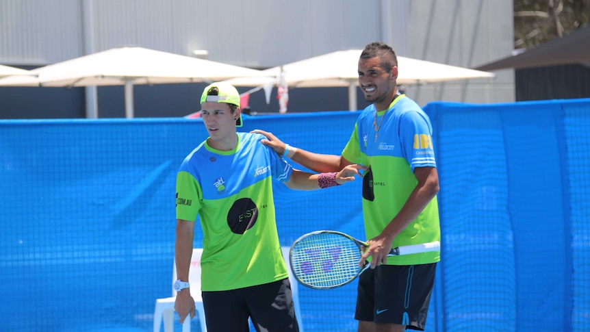 Nick Kyrgios says he's trying to be a role model for Canberra children.