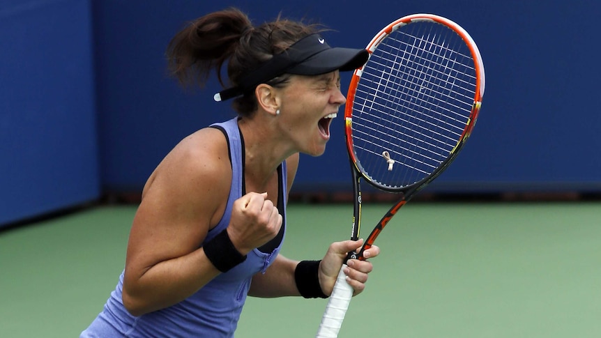 Casey Dellacqua celebrates her US Open win