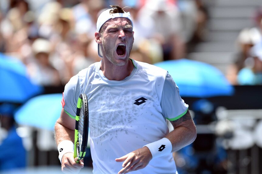 Sam Groth roars at the Australian Open