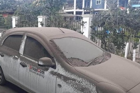 A car is covered in ash in Nuku'alofa in Tonga after the volcanic eruption.