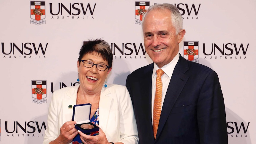 Australian Mental Health Prize winner Kim Ryan and Malcolm Turnbull.