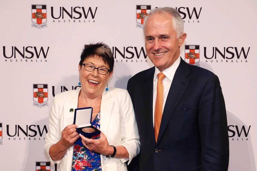 Australian Mental Health Prize winner Kim Ryan and Malcolm Turnbull.
