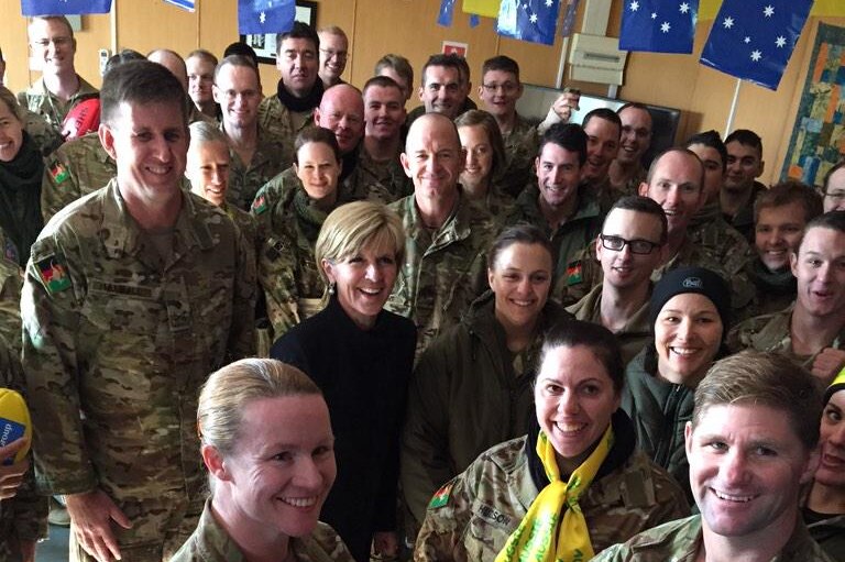 Julie Bishop with troops in Afghanistan