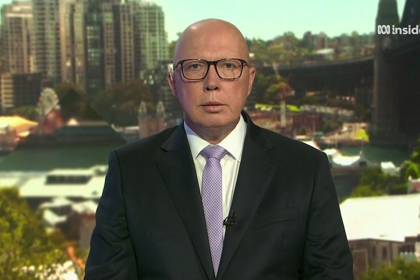 Opposition Leader Peter Dutton during a television interview.