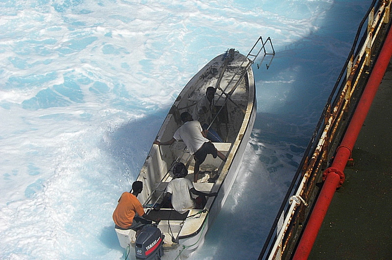 Pirates attempt to board a ship off East Africa's coast.