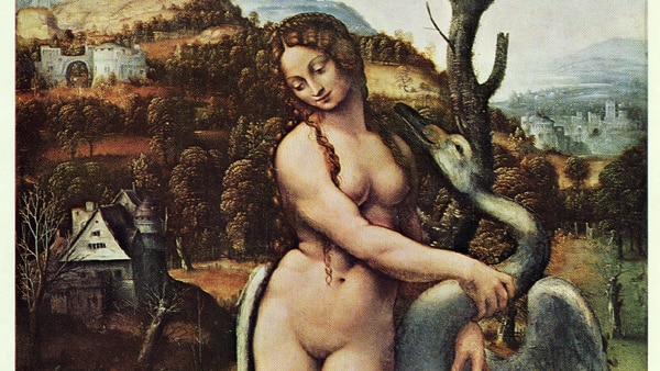A copy of Leonardo da Vinci's Leda and the Swan painting.