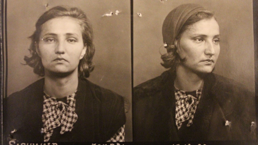 Black and white mugshot of a woman, dated 19-12-33.