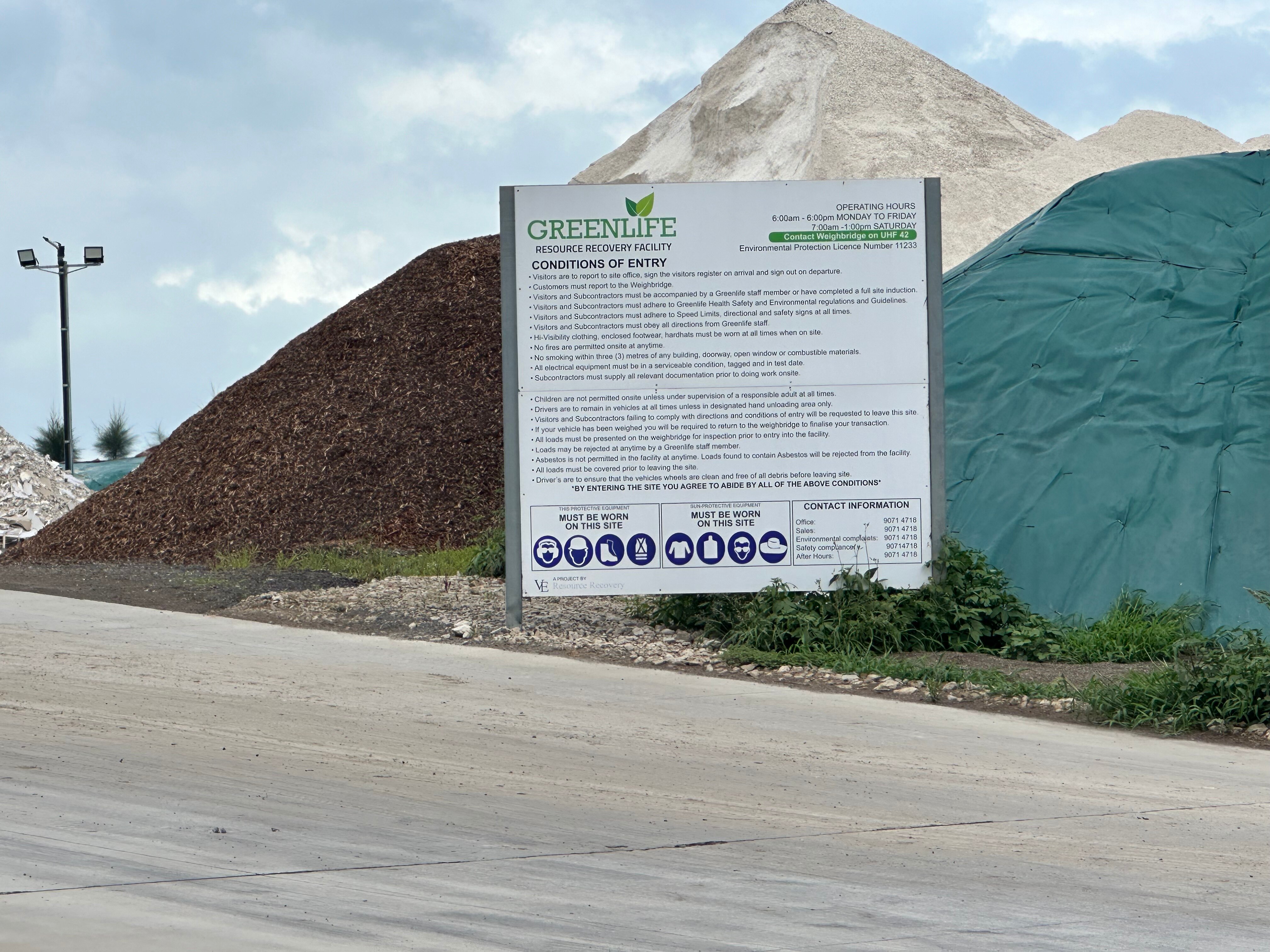 outside shot of the landscape supplier company Greenlife Resource Recovery Facility at Bringelly