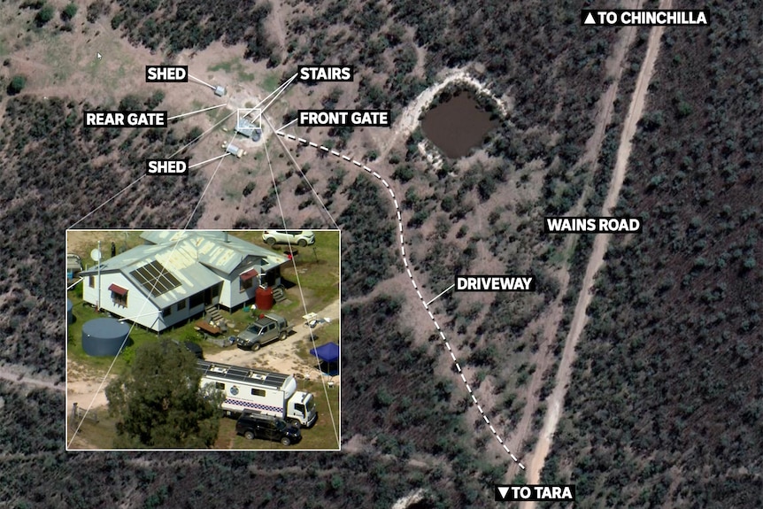 An aerial view of the home where the shooting took place