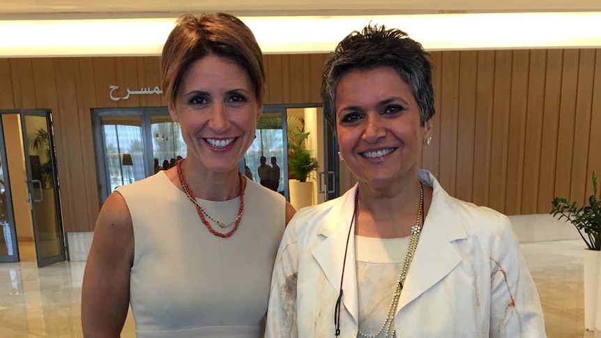 Emma Alberici with Kuwait's only female MP, Safa Al Hashem.