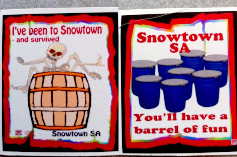 Fridge magnets displaying dark humour in reference to the Snowtown murders.