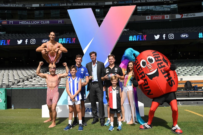 AFL CEO Gillon McLachlan a poses for photographers at the launch of AFLX in Melbourne.