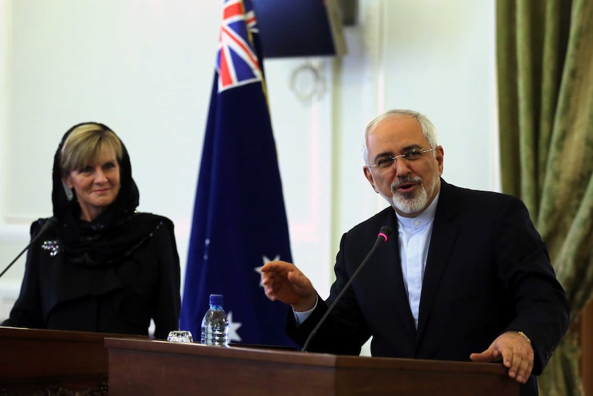 Aust Foreign Minister Julie Bishop meets Iranian counterpart Mohammad Javad Zarif in Tehran