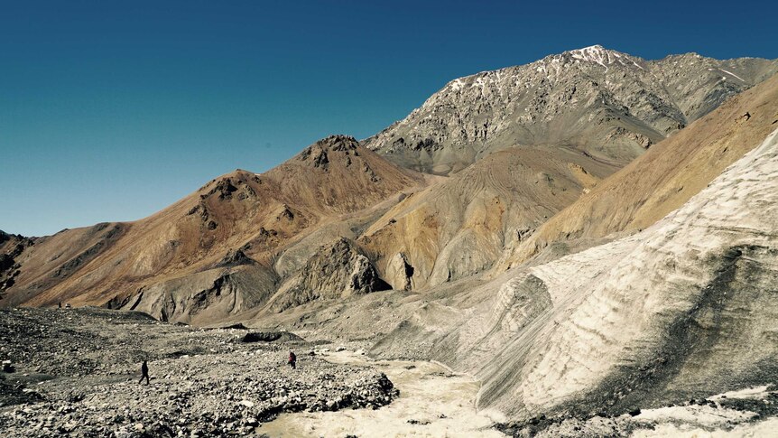 The melting glacier in Tiger Valley