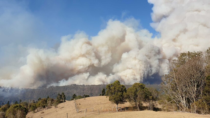 A bushfire south of Canungra approaching Lamington National Park on Friday, September 6, 2019.