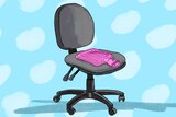Illustration with office chair and hot water bottle