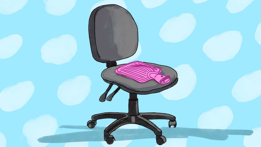 Illustration with office chair and hot water bottle