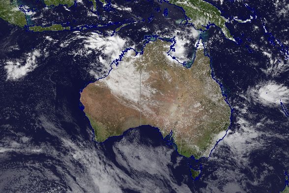 satellite map showing cloud over NSW and the Kimberley.