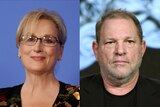 A composite image showing Meryl Streep and Harvey Weinstein.