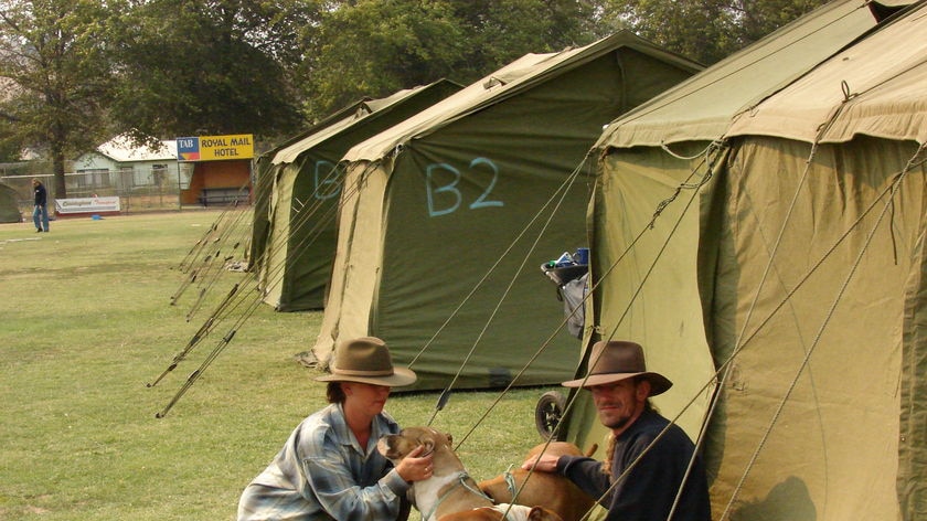 Dianna Smith and Mark Bartlam with their three dogs.