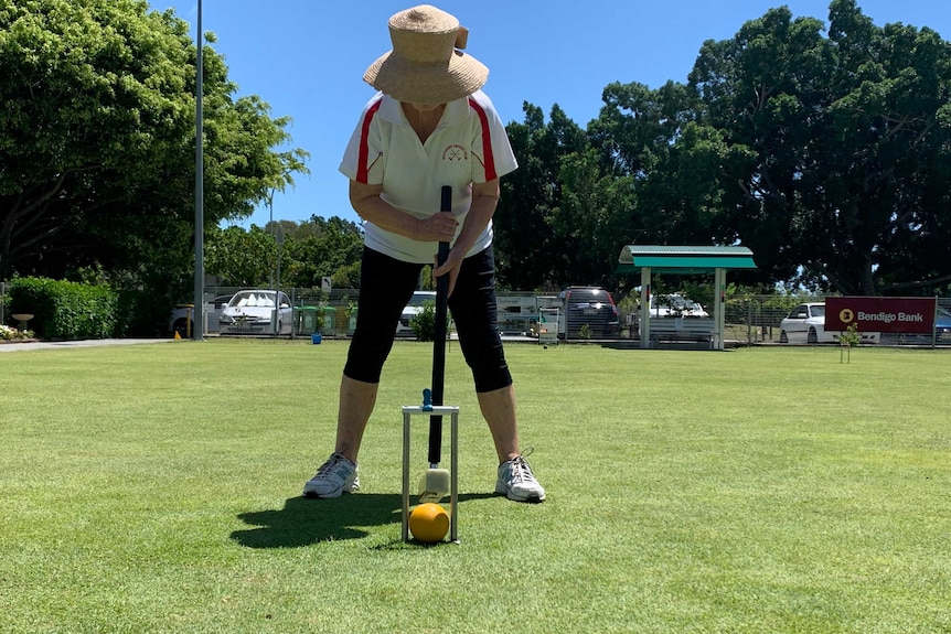 Croquet player Elli Housden playing croquet at the Southport club.