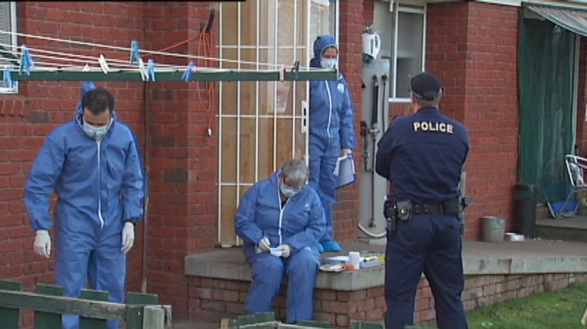 Tasmanian police at a Brighton house involved in a double murder inquiry