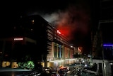 Smoke billows from the Resorts World building in Pasay City.