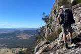 A hiker on a mountain