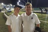 Greyhound enthusiast Terry Priest with his son Joshua at the Grafton Carnival.