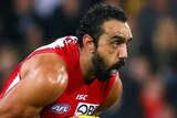Sydney's Adam Goodes marks during the round five 2103 match against St Kilda in Wellington.