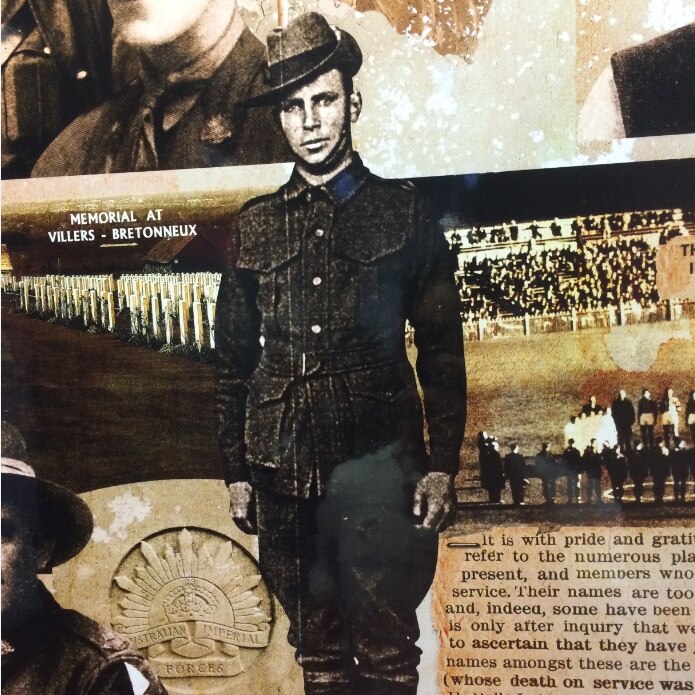Mural on wall of WWI soldier