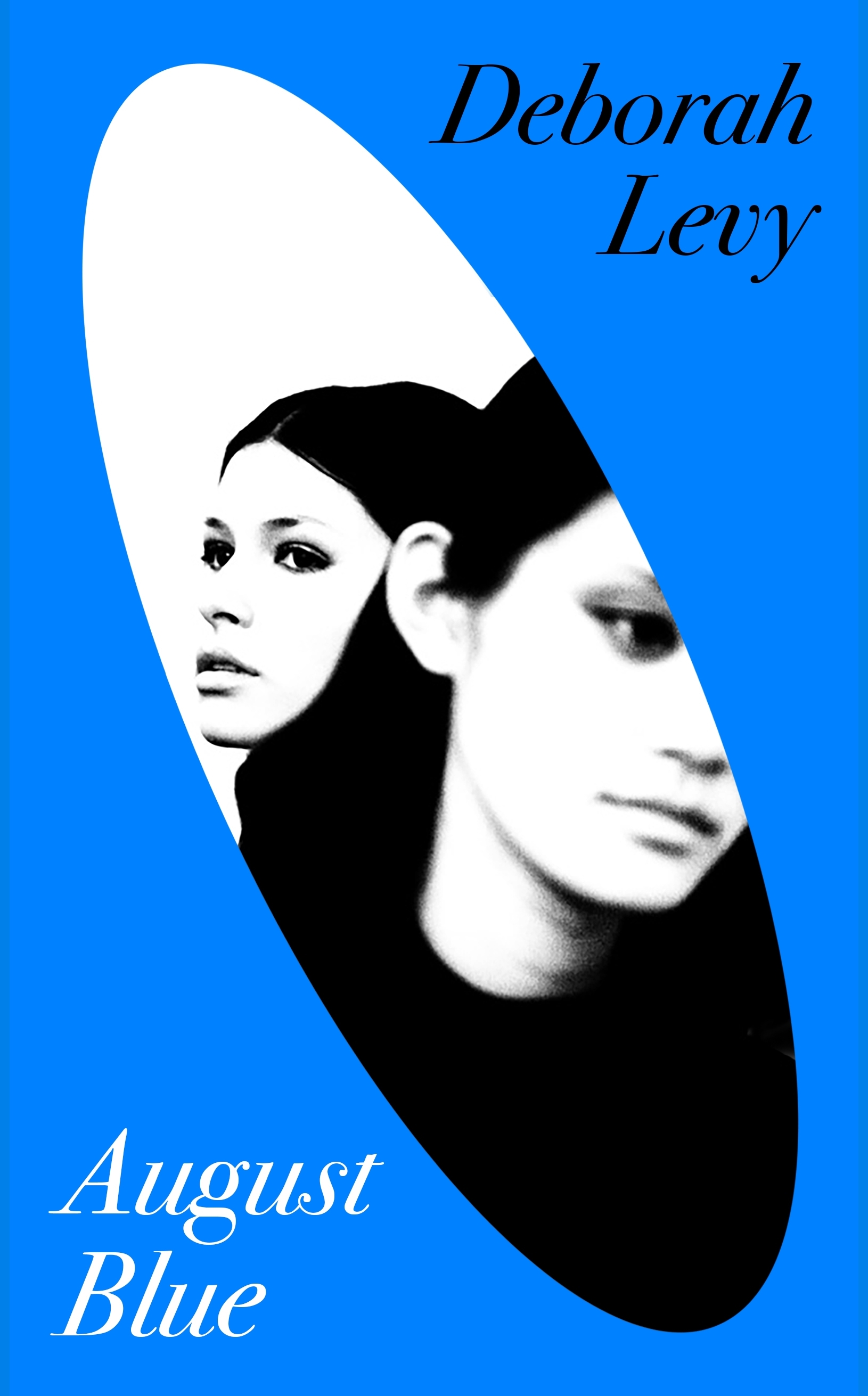 A blue book cover with an oval cut-out showing a black and white image of two young women's faces in profile