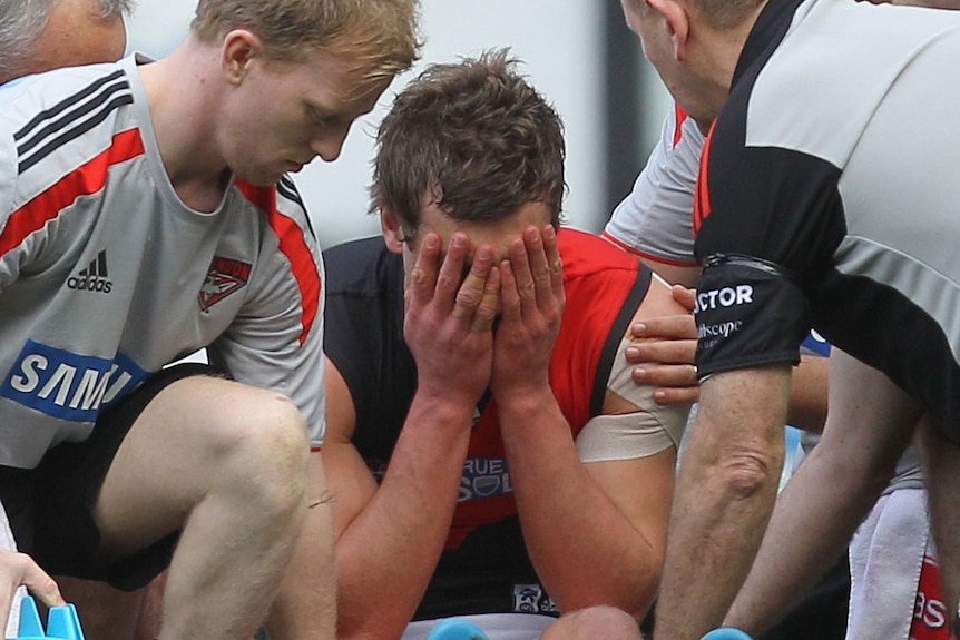 Career at a crossroads: A gutted Brent Prismall contemplates another knee reconstruction.