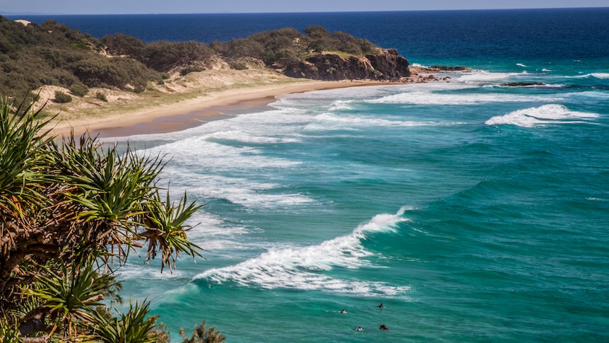 View of pristine beach and ocean on North Stradbroke Island off Brisbane.