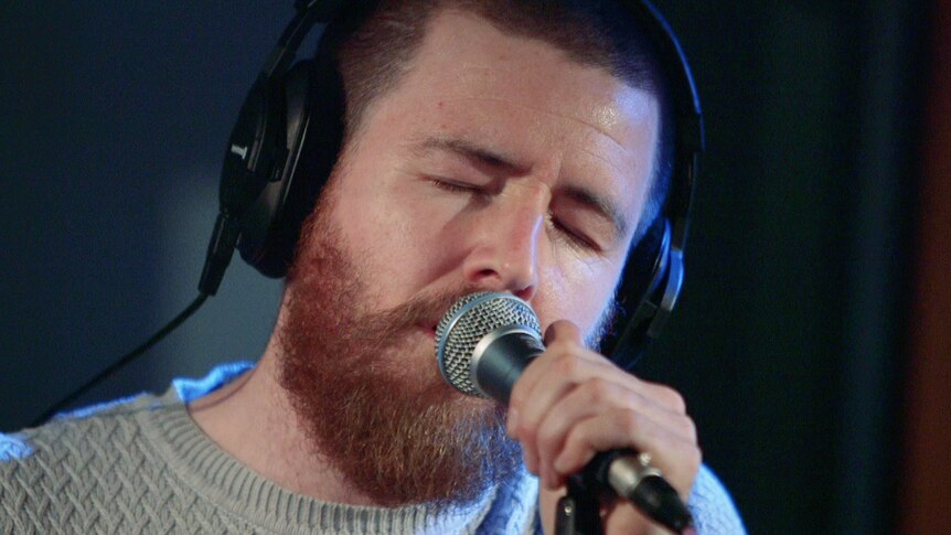 A photo of Holy Holy doing a live performance of 'Hold Up' in the triple j studios